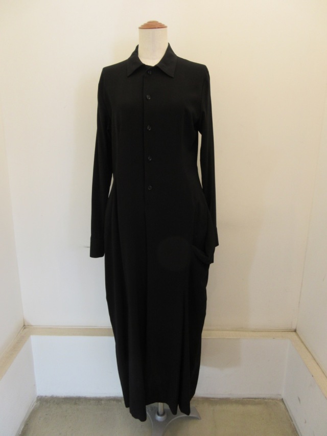 Y's YOHJI YAMAMOTO (ワイズ ヨウジヤマモト) 強撚ギャバ開襟シャツドレス