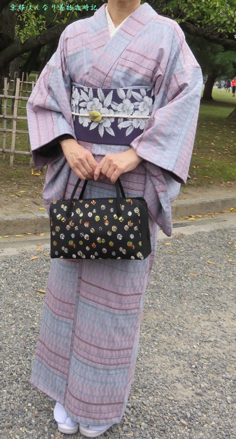 よねざわ新田 真綿手引き紬「虹彩」の色香～よろけ縞コーデ | 京都