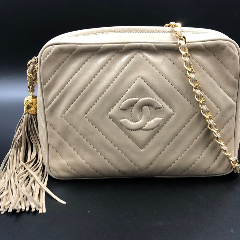 シャネル ラムスキン フリンジ チェーンショルダー ベージュ｜ブランド