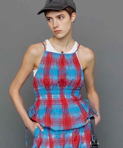 MAISON SPECIAL（メゾンスペシャル）の「Checked Shirring Bustier