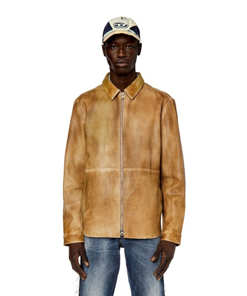 DIESEL（ディーゼル）の「メンズ レザー ジャケット パンチング シープ