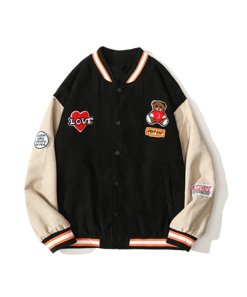 セール】【HOOK】 アメカジ配色クマワッペンスタジャンジャケット