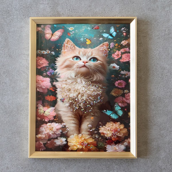 クリスタルアートフレーム／ネコ 絵画 絵 芸術 壁掛け モダンの商品