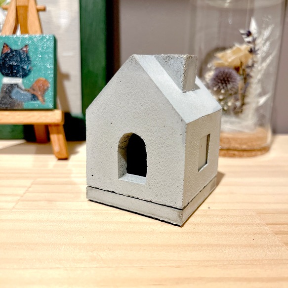 香炉 お家型線香立てS グレー 【モルタル セメント製】 ディフューザー