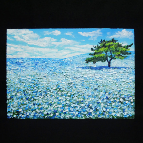 油絵 油彩 油彩画 絵画【ネモフィラの丘】 絵画 HR 通販 12885740