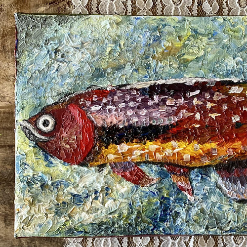 油絵・インテリア絵画/アロワナ＊1点もの 絵画 mugi-no-ouchi 通販