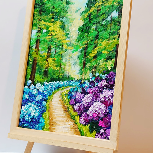 油絵 絵画 紫陽花畑の道 絵画 HR 通販 13995115｜Creema(クリーマ
