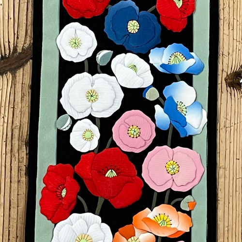 キット】けしの花のタペストリー【押し絵】【古布】 キット 和小物