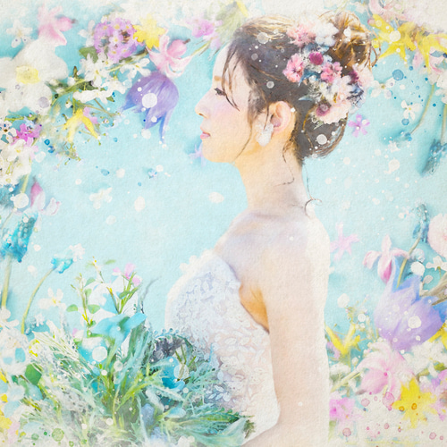似顔絵】大切なお写真からふんわり優しい水彩画風デジタルアートを作成