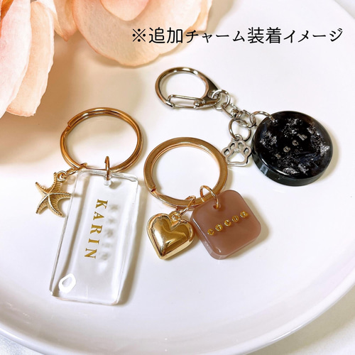 名入れ】全7色♡マーブル＆金箔イニシャルレジンキーホルダー♡ 推し活