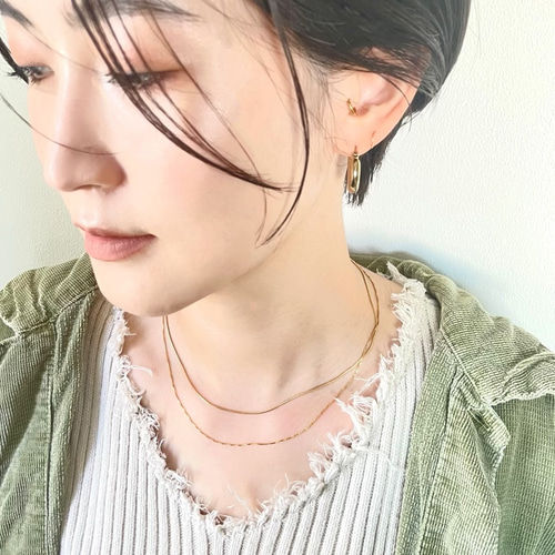 アジャスター付き！シンプルなボックスチェーンの14kgfネックレス