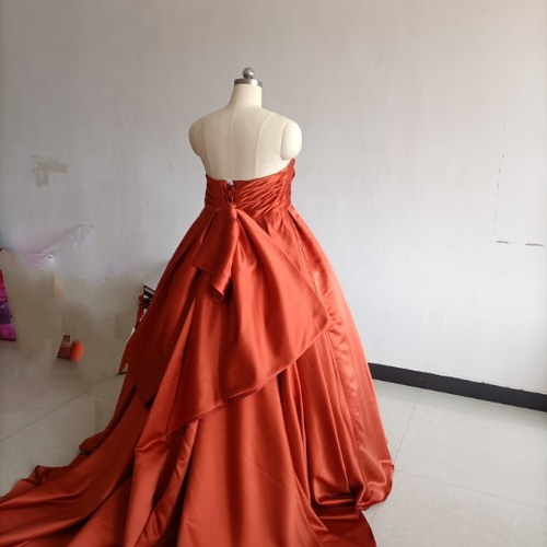 送料無料！カラードレス マタニティ テラコッタ色 大きいサイズ ベア