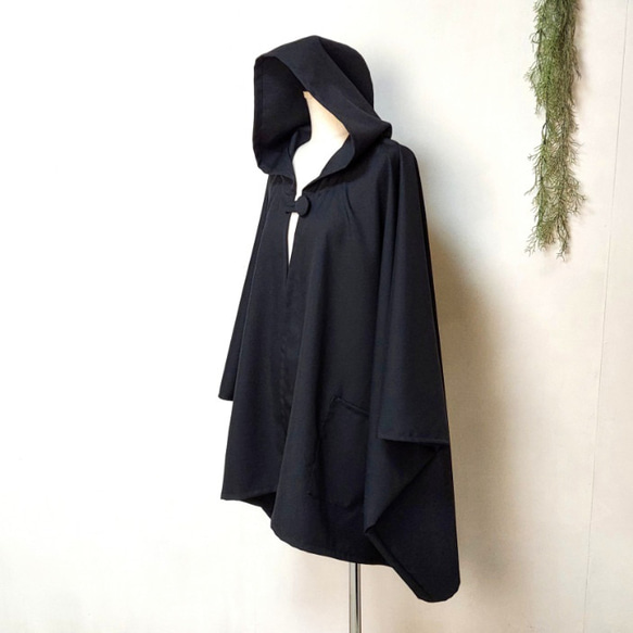 黒のポンチョ 再販048 ～ 良質生地 コート ジャケット マント ケープ