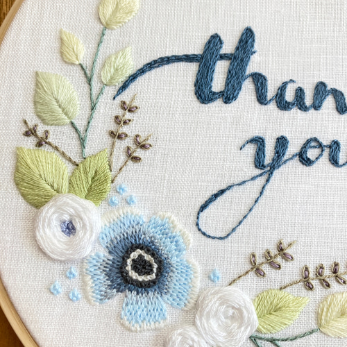 刺繍HOOP thank you flower リース 刺繍枠 インテリアフレーム 壁掛け