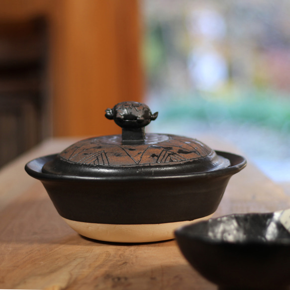 黒釉一人用土鍋）do76 和食器 陶芸 美濃焼 すき焼き 湯豆腐 魚貝類と