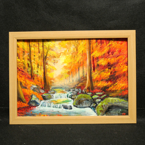 K. Murata 風景画 油彩画 木製フレーム付き 風景画 油彩画 木製