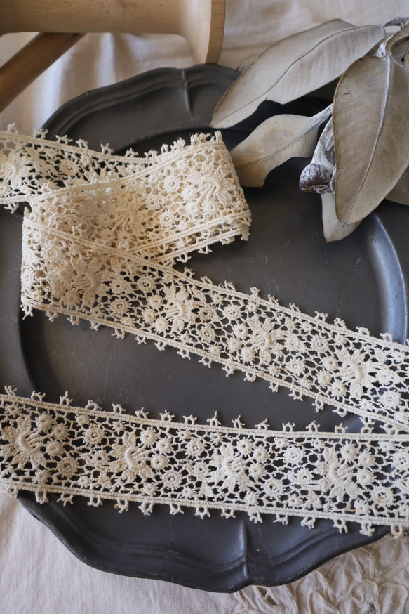 フランス 1m アンティークレース C904 エクリュ レース vmt antique