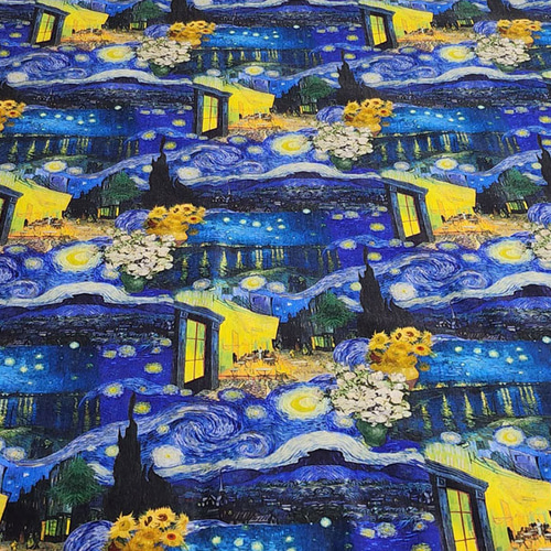 古典アーティスト生地 絵画名画 ヴィンセントヴァンゴッホ 星月夜