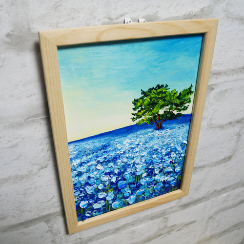 油絵 油彩 油彩画 絵 絵画【朝のネモフィラの丘】 絵画 HR 通販