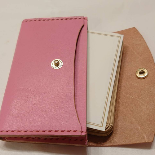 本革名刺入れ カードケース 栃木レザー(ピンク) 名刺入れ・カード