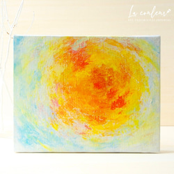 原画】抽象画 世界を照らす太陽 約273×220mm（F3サイズ） キャンバス