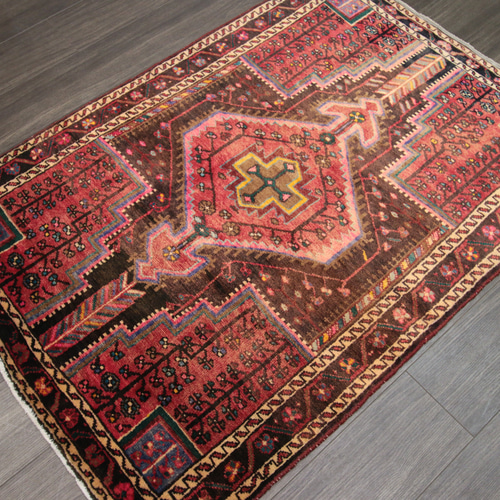 ヴィンテージラグ ペルシャ絨毯 ハマダン 手織り絨毯 トライバルラグ