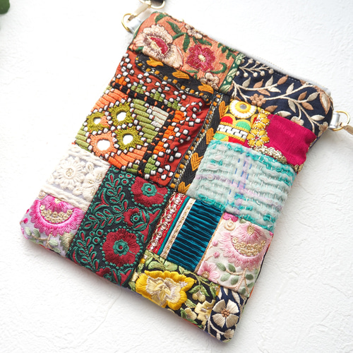 カラフルバッグ（刺し子/カンタキルト/ラリーキルト/古布/インド布