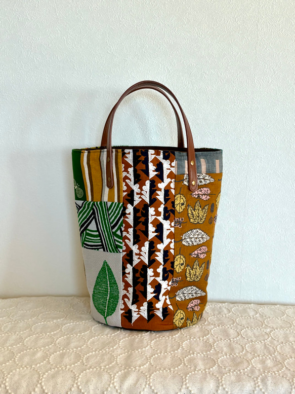 一点物 送料無料 ミナペルホネン バケツ型トートバッグ ハンドメイド