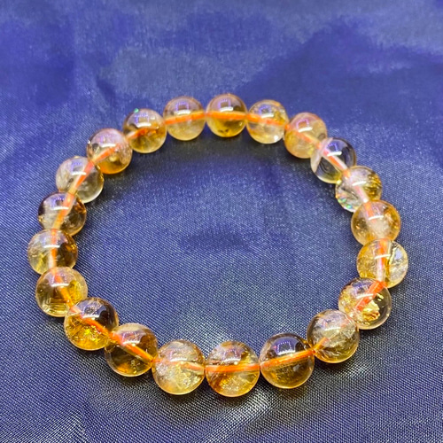 虹入り シトリンクォーツ 天然石数珠ブレスレット 高品質シトリン