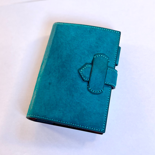 M5サイズ］システム手帳［ターコイズ×ダークブラウン］リング