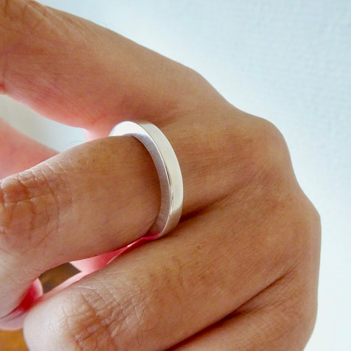 仁尾彫金『幅3mm厚み3ミリ、平打リング』ハンドメイド353 指輪