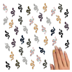 ネイルパーツ 蛇 17mm ミックス 200個 ラメ 水玉 混色 プラ製 ヘビ