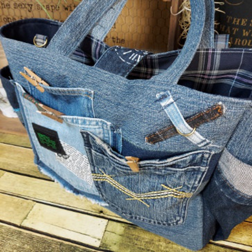 刺繍デニムバック No.574 デニムリメイク ショルダーバッグ 刺繍バック