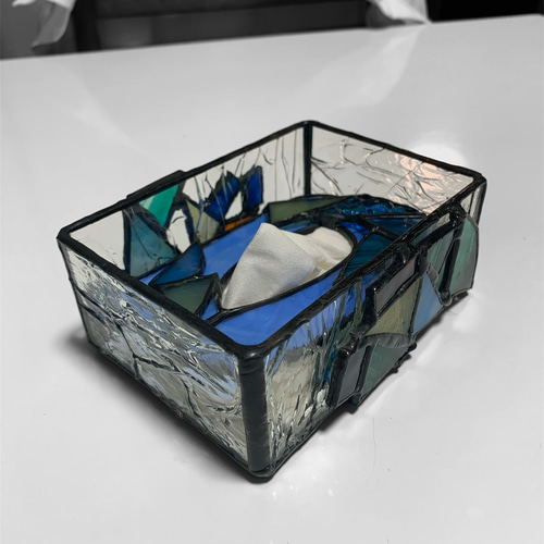 送料無料 ステンドグラスのティッシュケース レトロのガラス その他