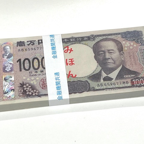 ダミー紙幣100万円札束 100枚すべて印刷 金融機関共通帯封 1束 新品