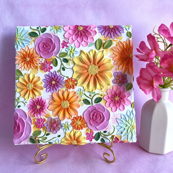 フラワーテクスチャーアート 絵画 アートパネル フラワーアート