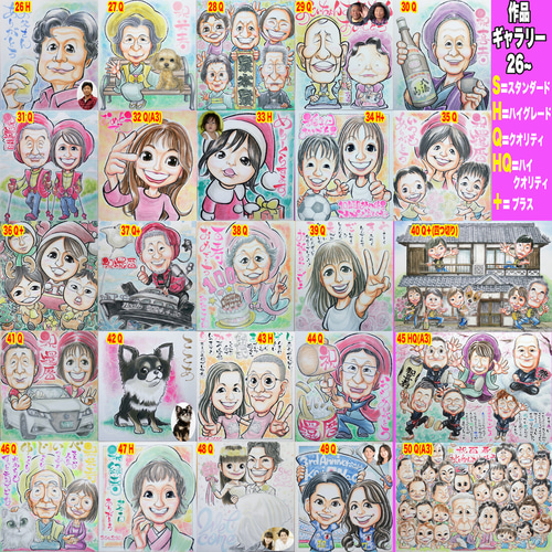 そっくりでかわいいプロ手描き似顔絵オーダーメイド:ご両親還暦の