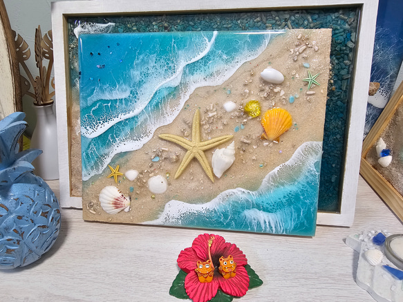 海を感じるインテリア ターコイズ砂底ビーチ オーシャンアート 波