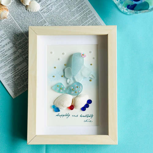 シーグラスアート no.9 人魚 アートのある暮らし インテリア雑貨 プチ