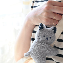 ねこちゃん ファーポシェット ファーサコッシュ（グレー） ポシェット