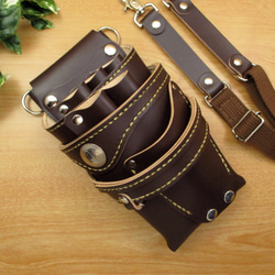 手縫い 本革 5丁差し シザーケース (ダークブラウン) SCA-125/CDB