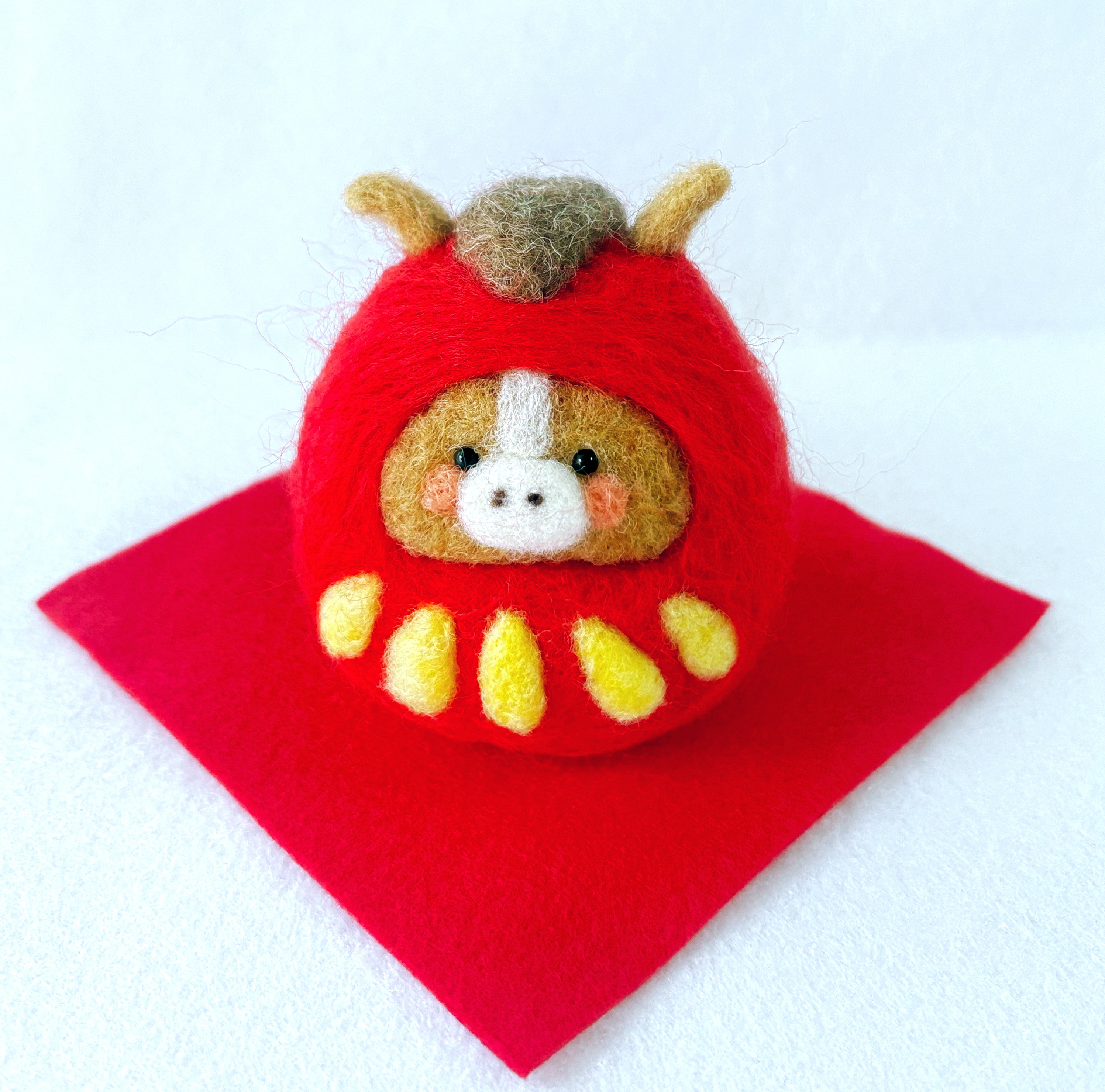 白馬赤だるま2点♡女の子だるま♡馬青だるま【羊毛フェルト・アクレーヌ】干支