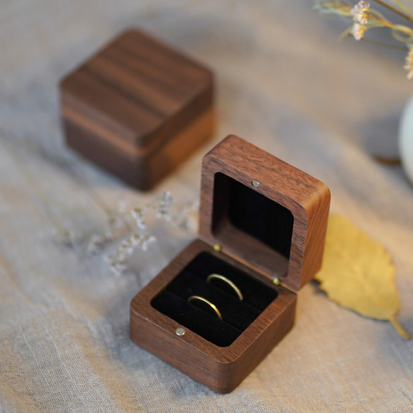 木製リングケース 2個用 ペアリングケース 結婚指輪 ジュエリー