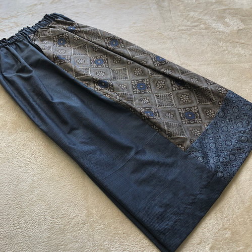 日本/大島紬】アンティーク大島紬のパッチワークガウチョパンツ 龍郷