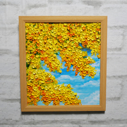 油絵 油彩 油彩画 絵 絵画 【青空に咲くミモザ】 絵画 HR 通販