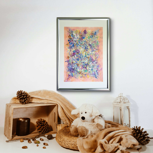 香水 / 抽象画 77×56㎝ B2 額縁セット 原画1点のみ モダンアート