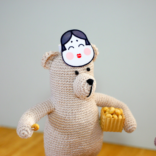 節分 編みぐるみ 鬼くまさんと豆まき 節分セット 台座付き レース糸