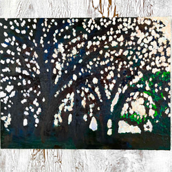 油彩画 原画「キラメク木漏れ日」アート 絵画 32×41㎝ F6 キャンバス