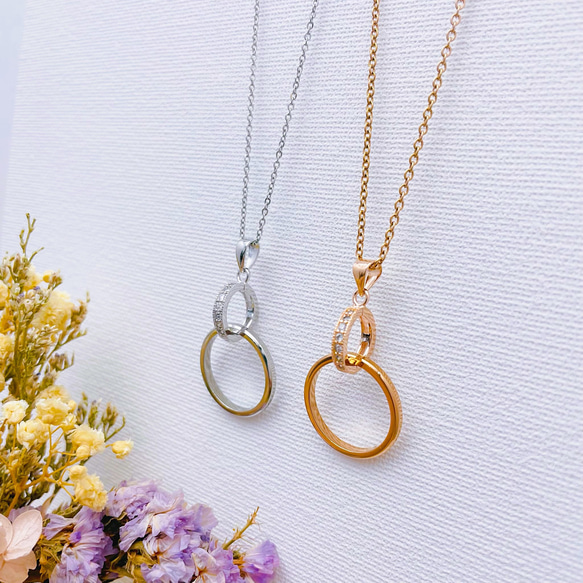 大切な指輪をネックレスに＊ 「細身」 リングホルダー ペアネックレス