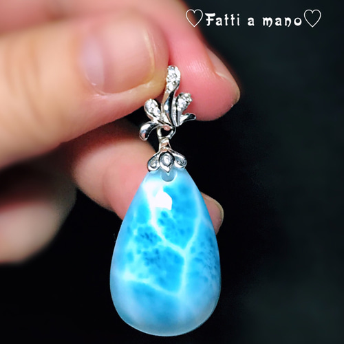 トップグレード 海の雫 ラリマーペンダント ネックレス Silver925 海